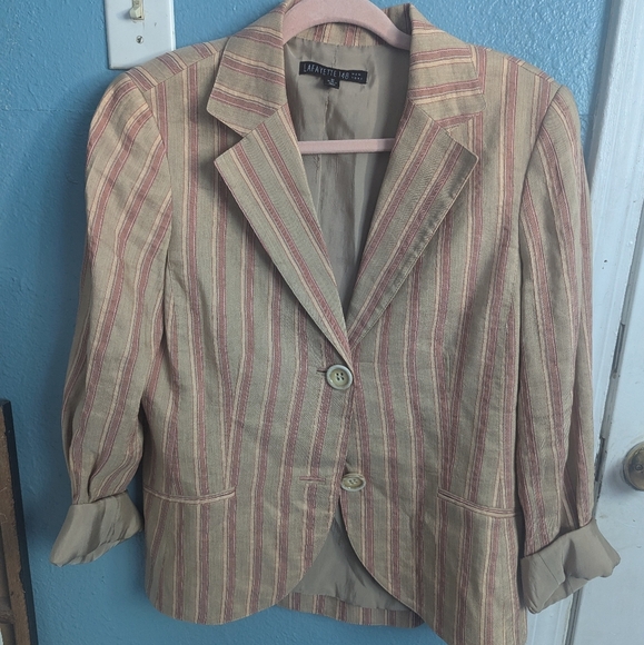 LafayetteWomen's Striped Blazer - Beige and Red - Picture 2 of 6